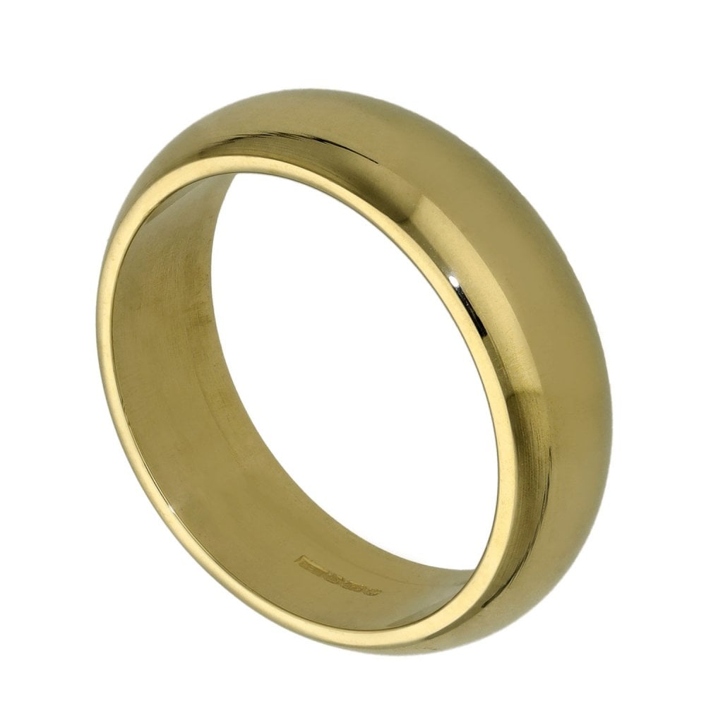Ladies 9ct Yellow Gold D-Shape Wedding Ring - 6mm - Size Q
