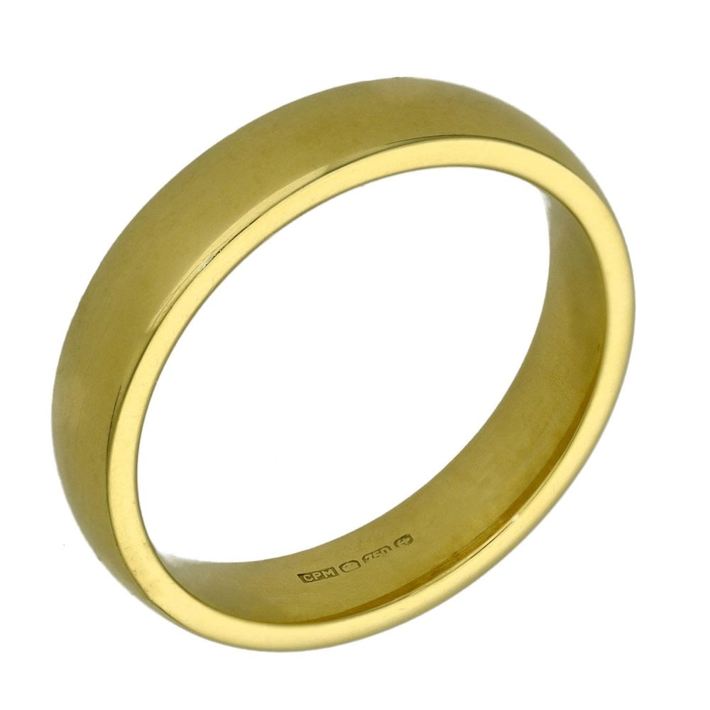 Ladies 18ct Yellow Gold Court Wedding Ring - 4mm - Size N
