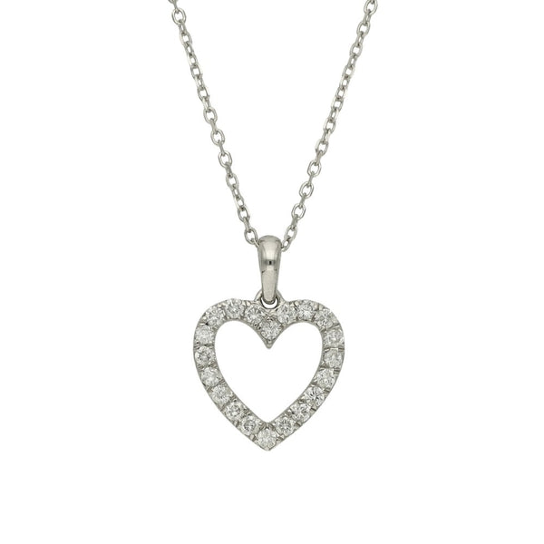 Ladies 18ct White Gold Diamond Heart Pendant & 16" Chain