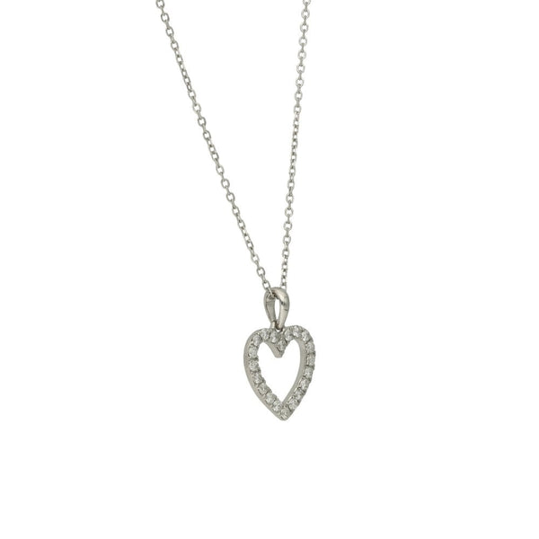 Ladies 18ct White Gold Diamond Heart Pendant & 16" Chain