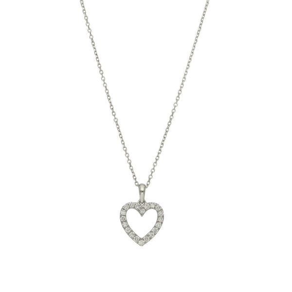 Ladies 18ct White Gold Diamond Heart Pendant & 16" Chain