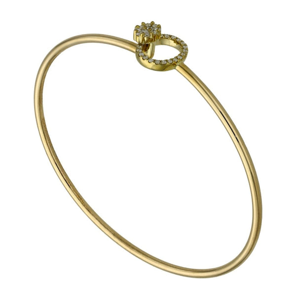 Ladies 9ct Yellow Gold 0.20ct Diamond Bangle - 3.6g