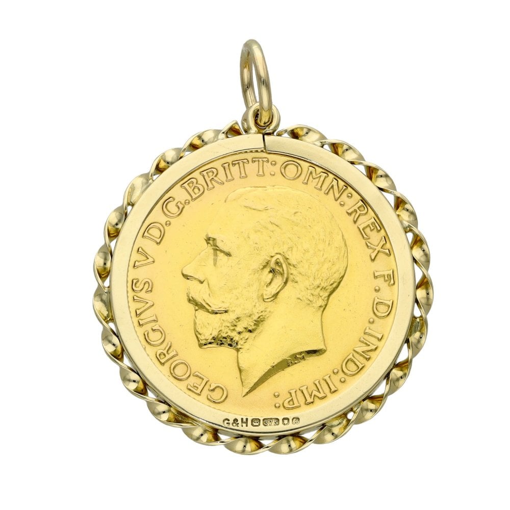 1925 Yellow Gold Full Sovereign Coin Pendant - 9.6g
