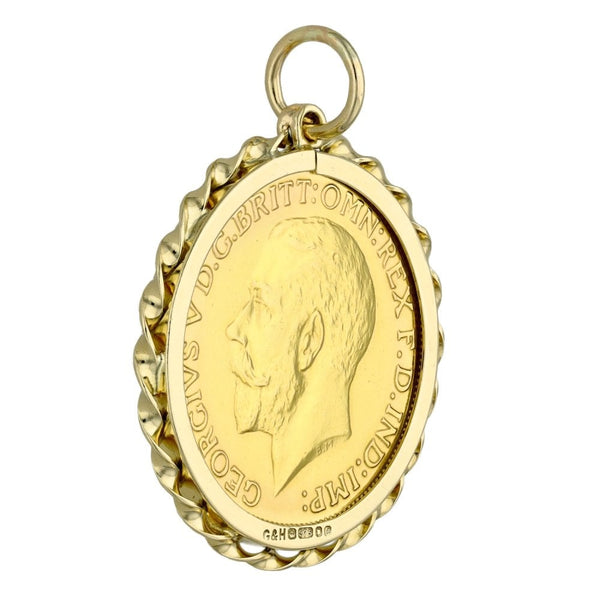 1925 Yellow Gold Full Sovereign Coin Pendant - 9.6g