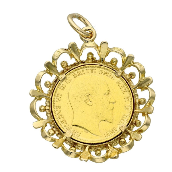 1905 Yellow Gold Full Sovereign Coin Pendant - 34x38mm - 12.9g