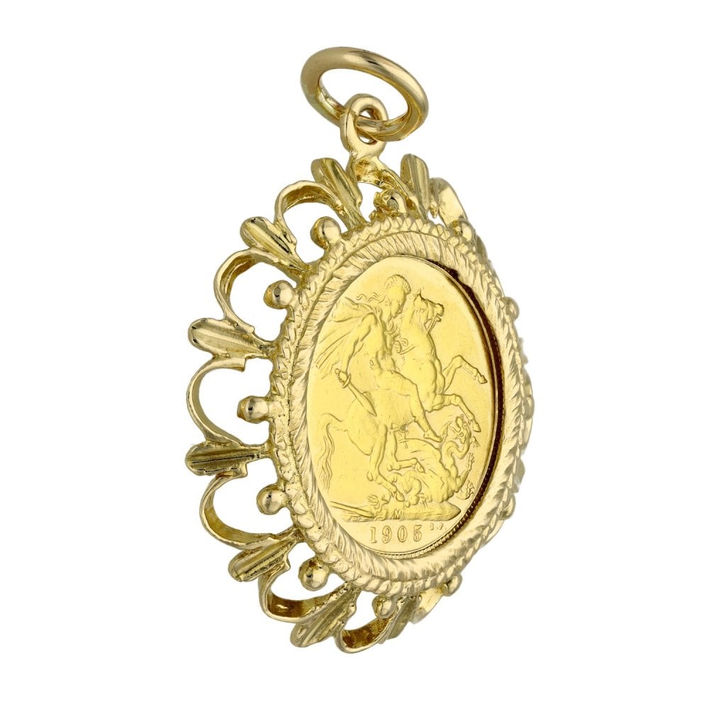 1905 Yellow Gold Full Sovereign Coin Pendant - 34x38mm - 12.9g