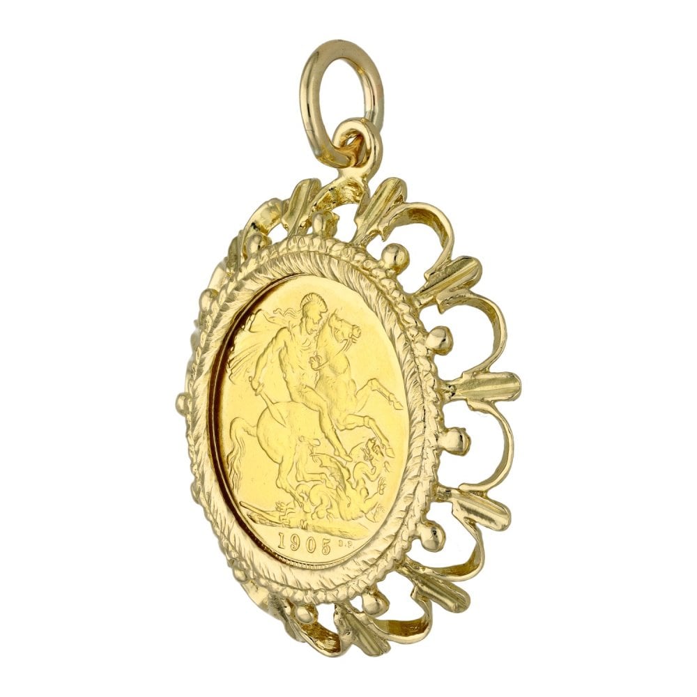 1905 Yellow Gold Full Sovereign Coin Pendant - 34x38mm - 12.9g