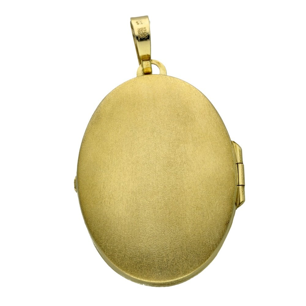 9ct Yellow Gold Oval Shaped Patterned Locket - 7.2g