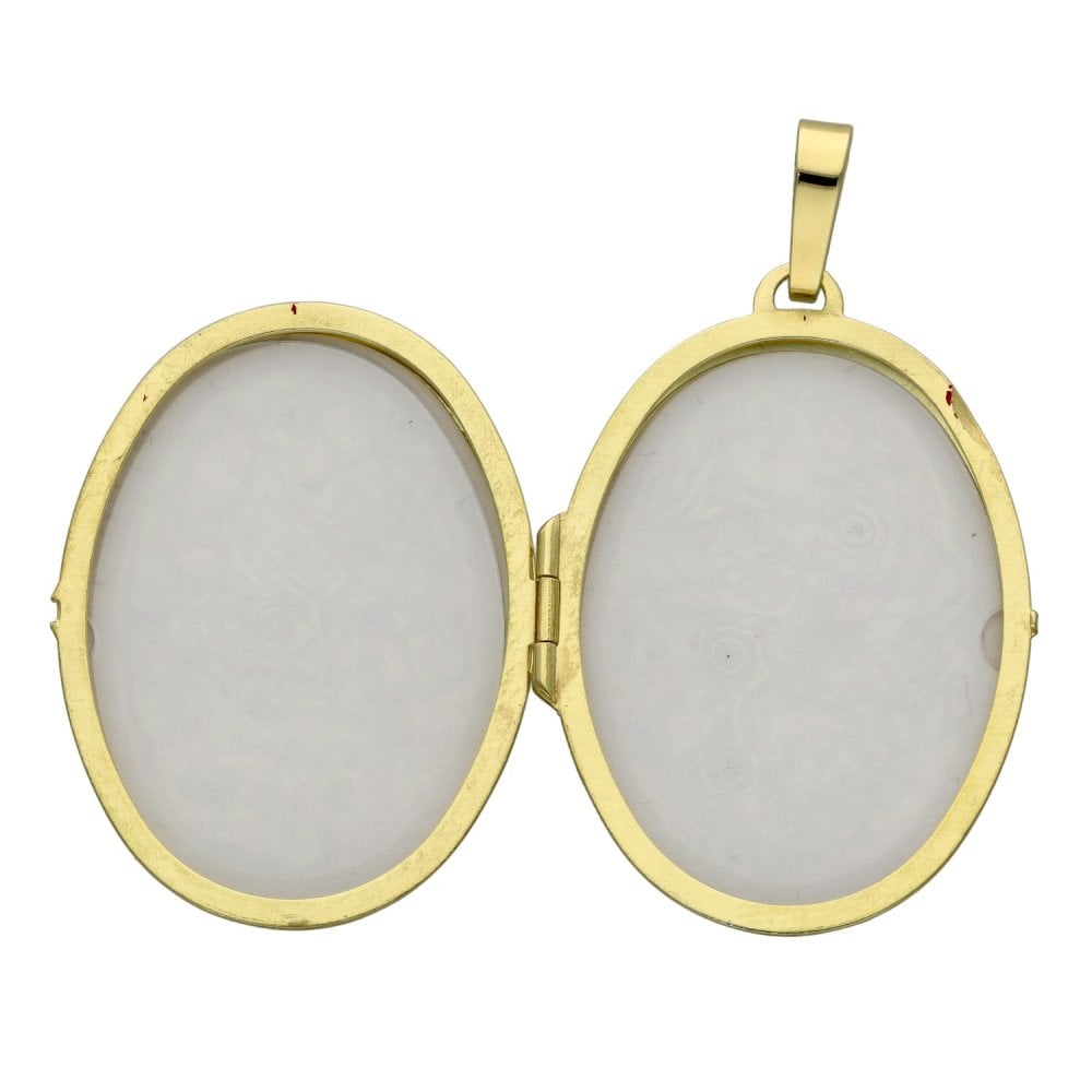 9ct Yellow Gold Oval Shaped Patterned Locket - 7.2g