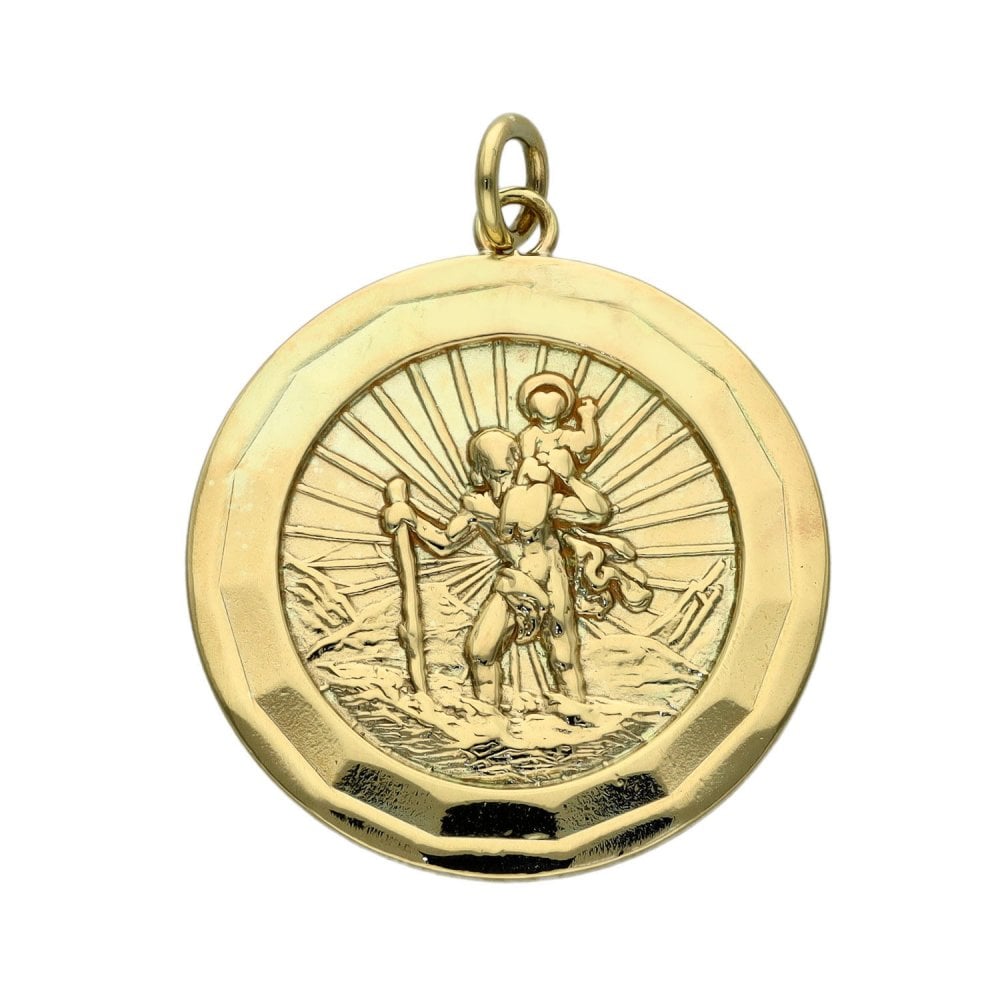9ct Yellow Gold Round St. Christopher Pendant - 4.4g