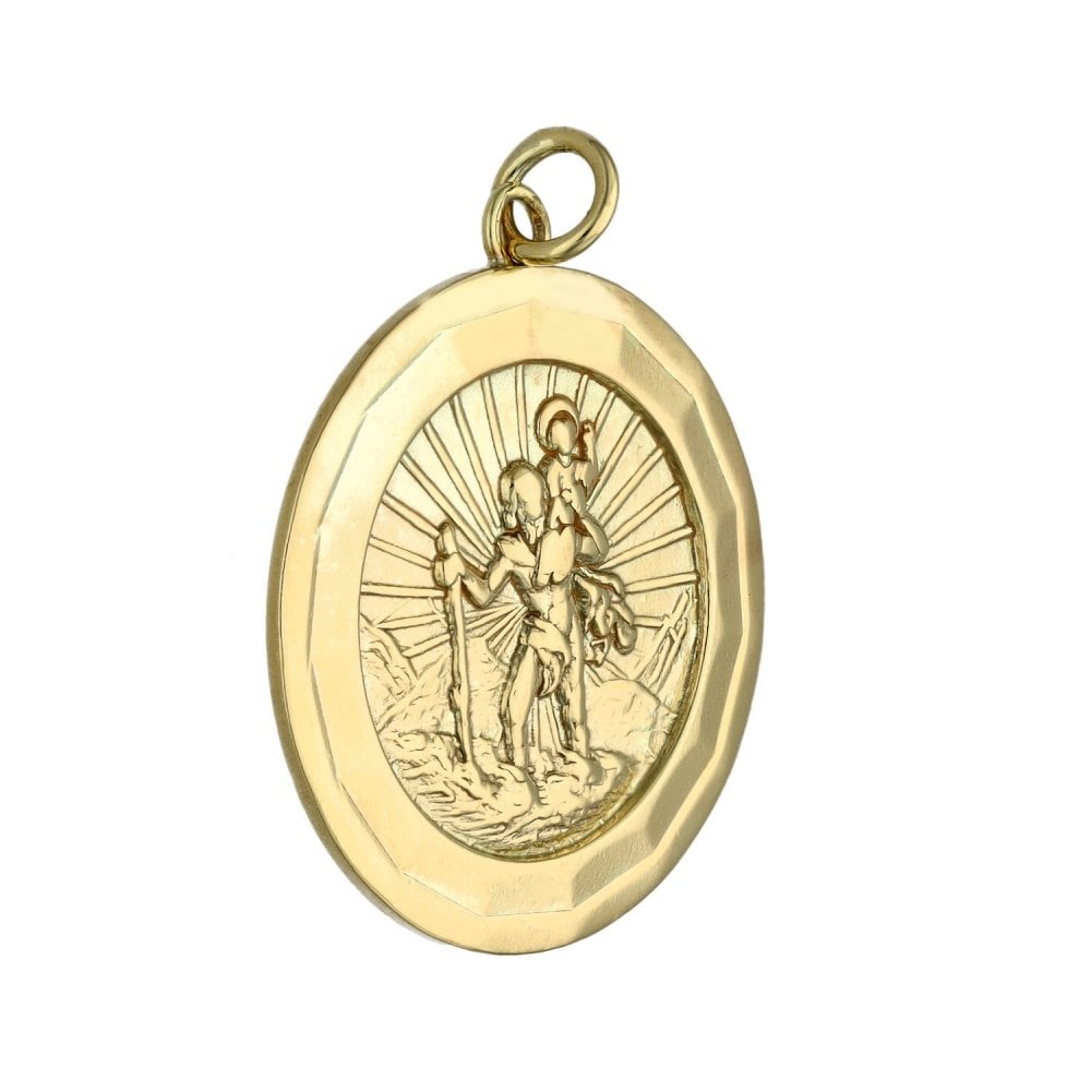 9ct Yellow Gold Round St. Christopher Pendant - 4.4g