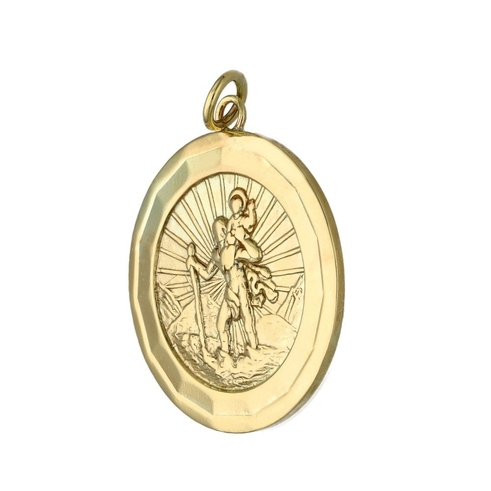 9ct Yellow Gold Round St. Christopher Pendant - 4.4g