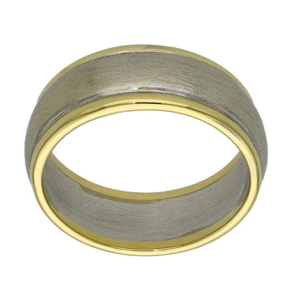 18ct White & Yellow Gold 8mm Wedding Band Ring - 10.0g