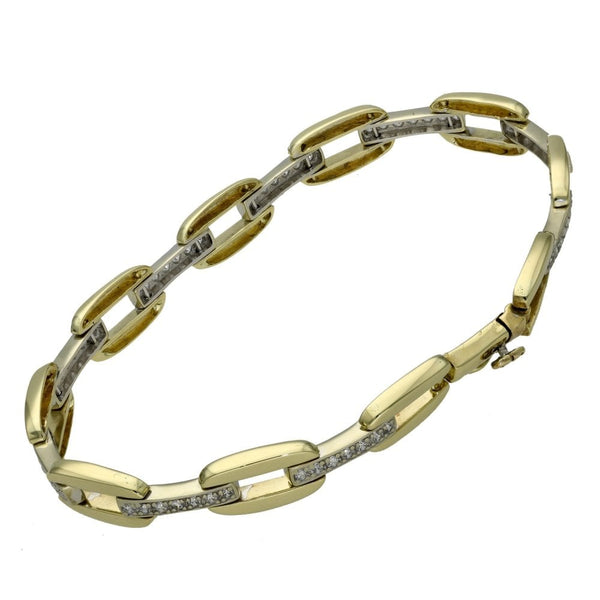 Ladies 9ct Yellow Gold Cubic Zirconia Link Bracelet - 7.5"