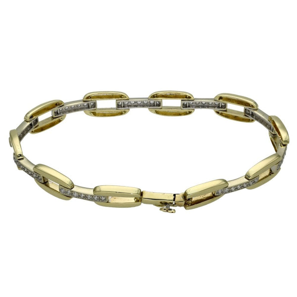 Ladies 9ct Yellow Gold Cubic Zirconia Link Bracelet - 7.5"