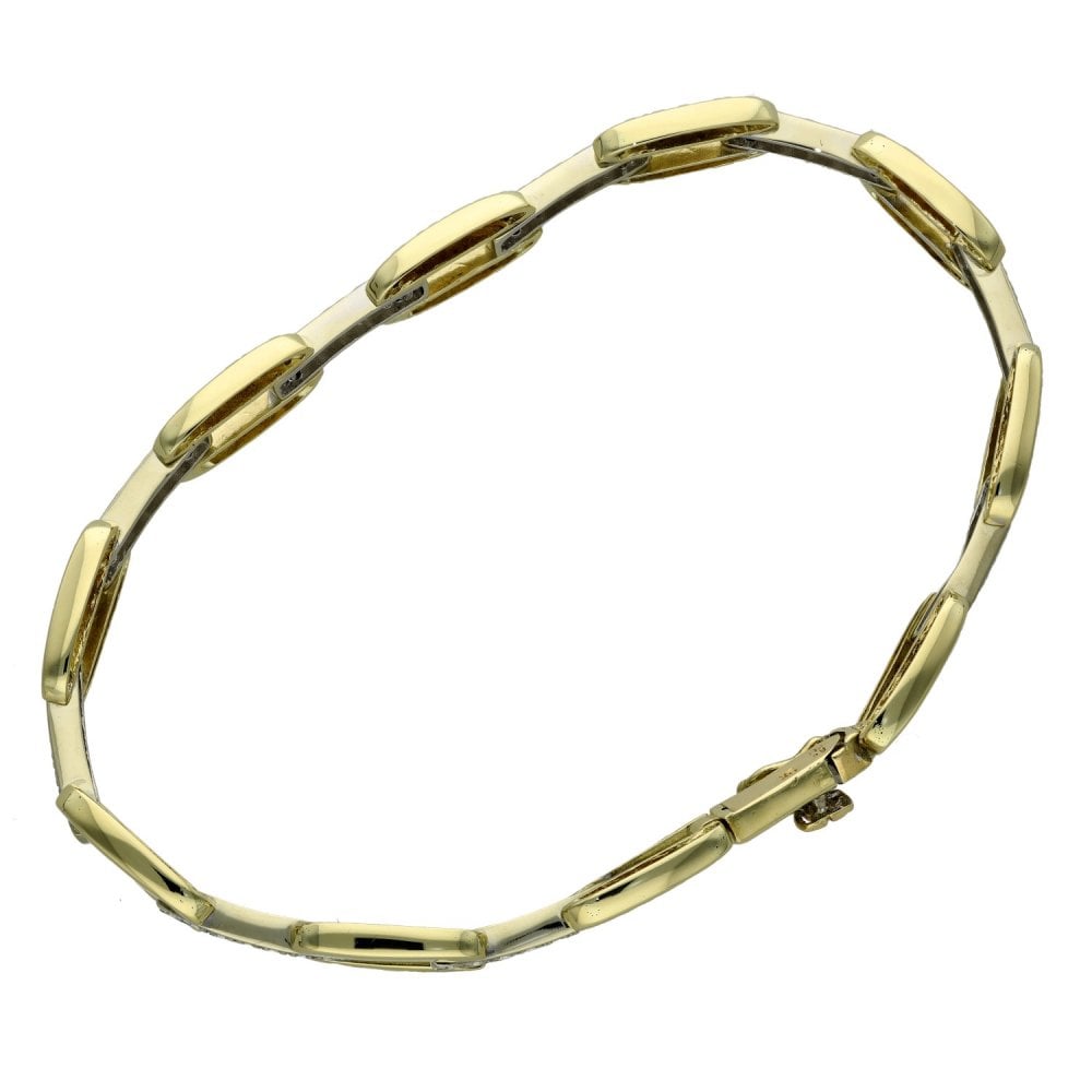 Ladies 9ct Yellow Gold Cubic Zirconia Link Bracelet - 7.5"