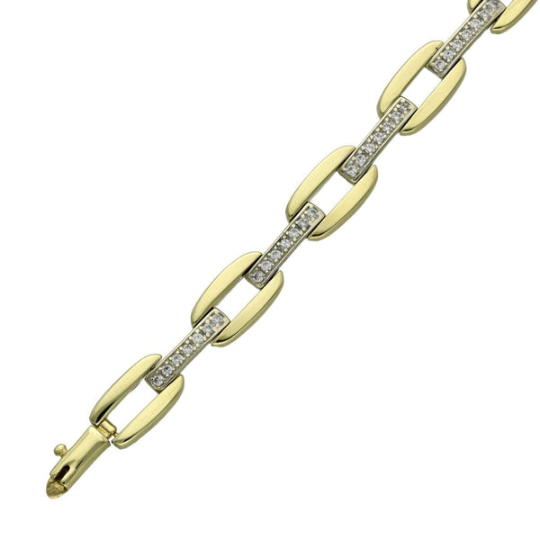 Ladies 9ct Yellow Gold Cubic Zirconia Link Bracelet - 7.5"