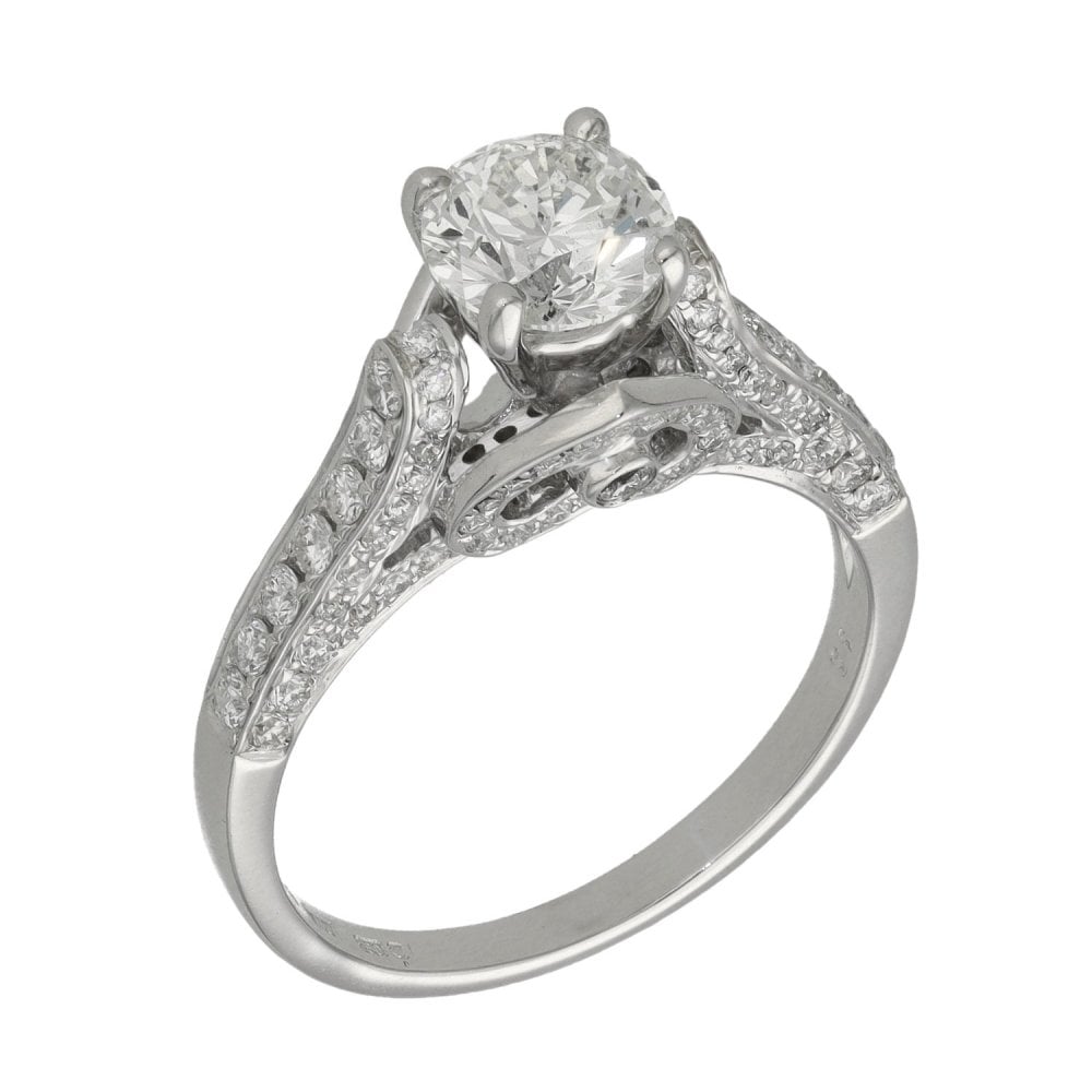 Ladies 18ct White Gold 1.68ct Diamond Encrusted Ring - Size M