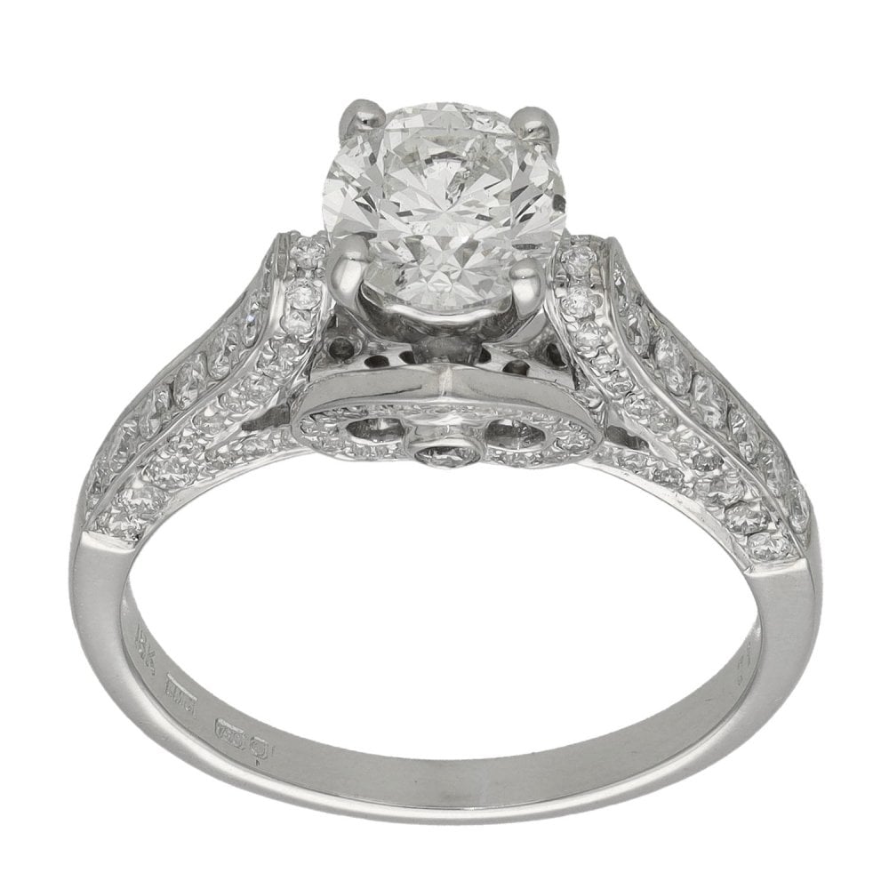 Ladies 18ct White Gold 1.68ct Diamond Encrusted Ring - Size M