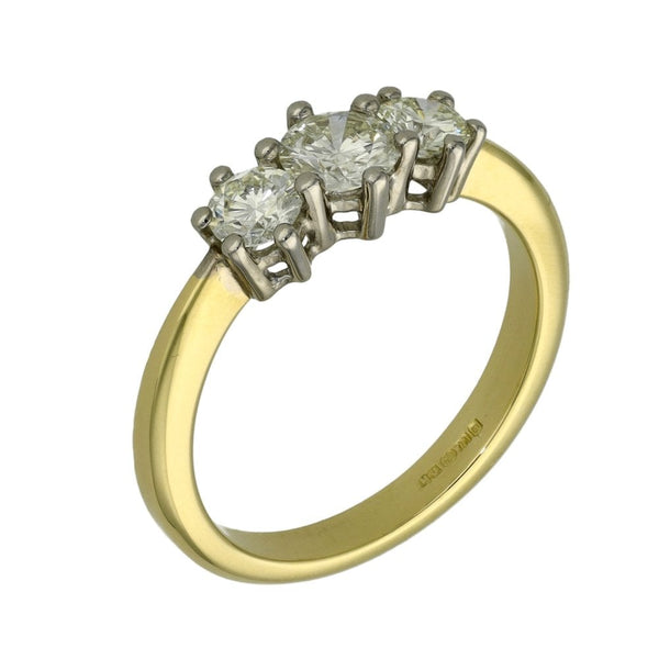 Ladies 18ct Yellow Gold 0.75ct Diamond Trilogy Ring - Size M