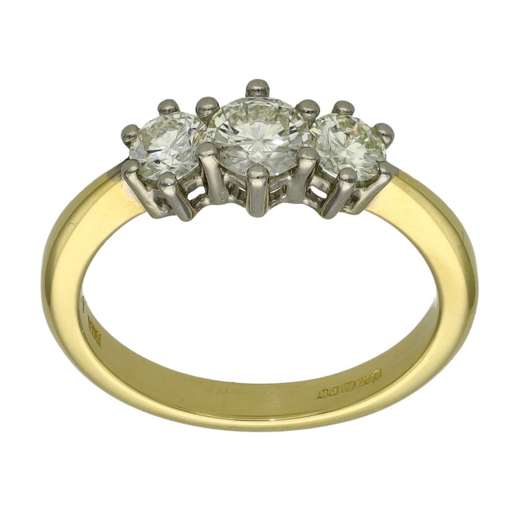 Ladies 18ct Yellow Gold 0.75ct Diamond Trilogy Ring - Size M