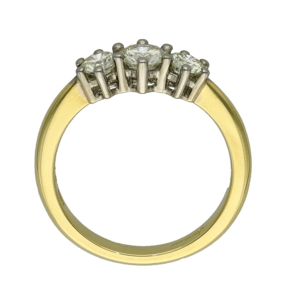 Ladies 18ct Yellow Gold 0.75ct Diamond Trilogy Ring - Size M