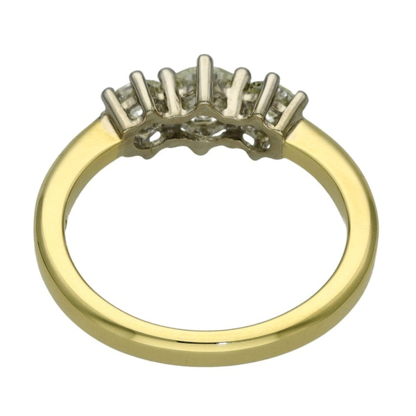 Ladies 18ct Yellow Gold 0.75ct Diamond Trilogy Ring - Size M