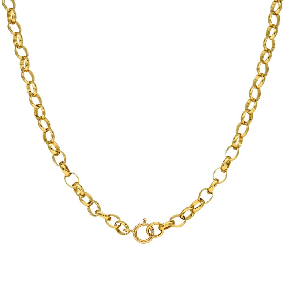 Ladies 9ct Yellow Gold Belcher Necklace & T-Bar Pendant - 8.9g