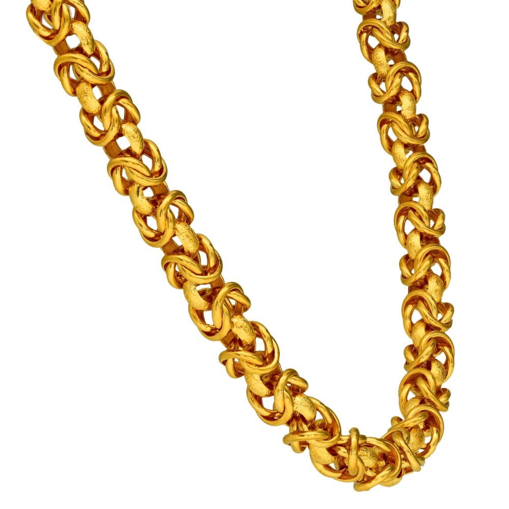 Gents Fine Yellow Gold 24" Byzantine Dragon Chain - 91.3g