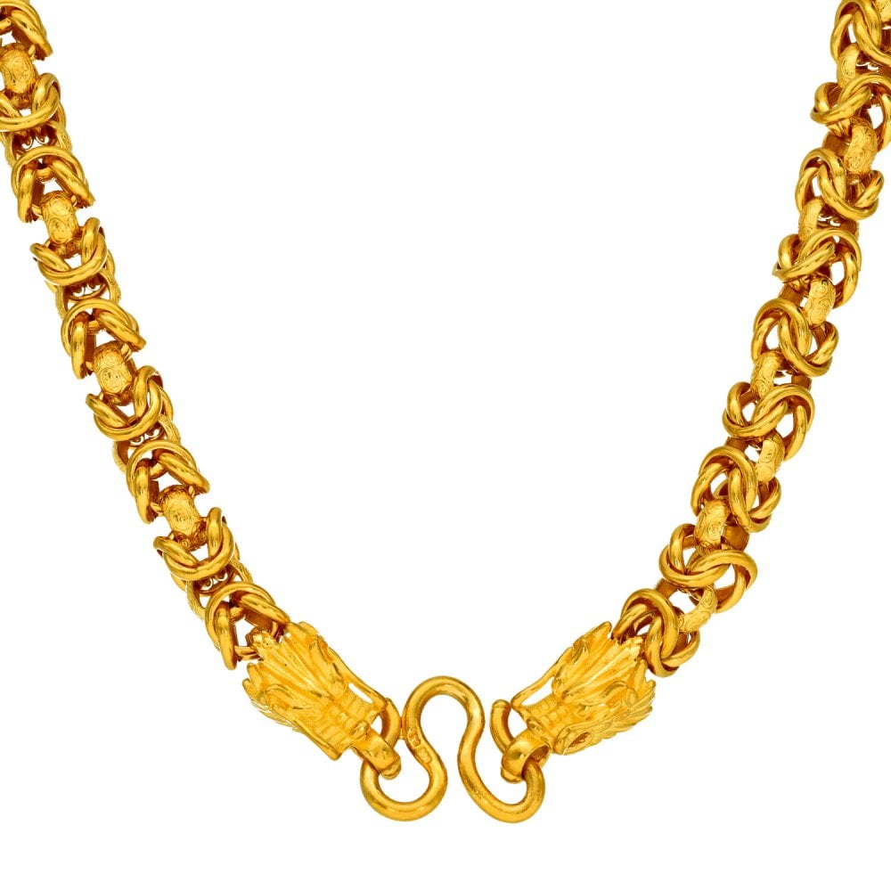 Gents Fine Yellow Gold 24" Byzantine Dragon Chain - 91.3g