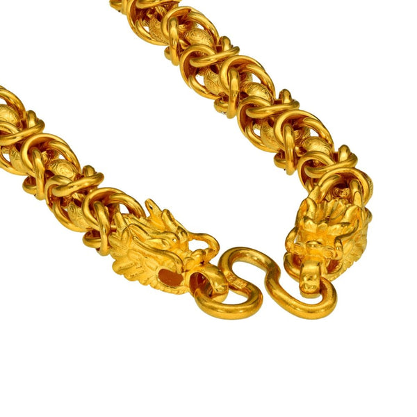 Gents Fine Yellow Gold 24" Byzantine Dragon Chain - 91.3g
