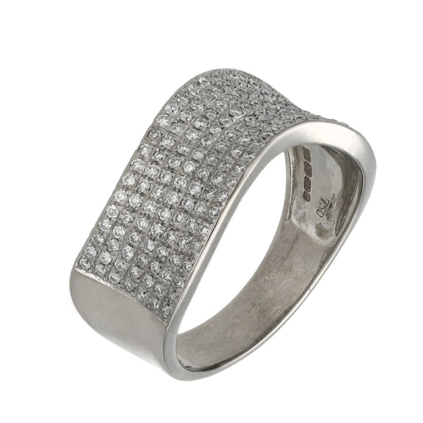 Ladies 18ct White Gold 0.89ct Diamond Wave Ring - Size U