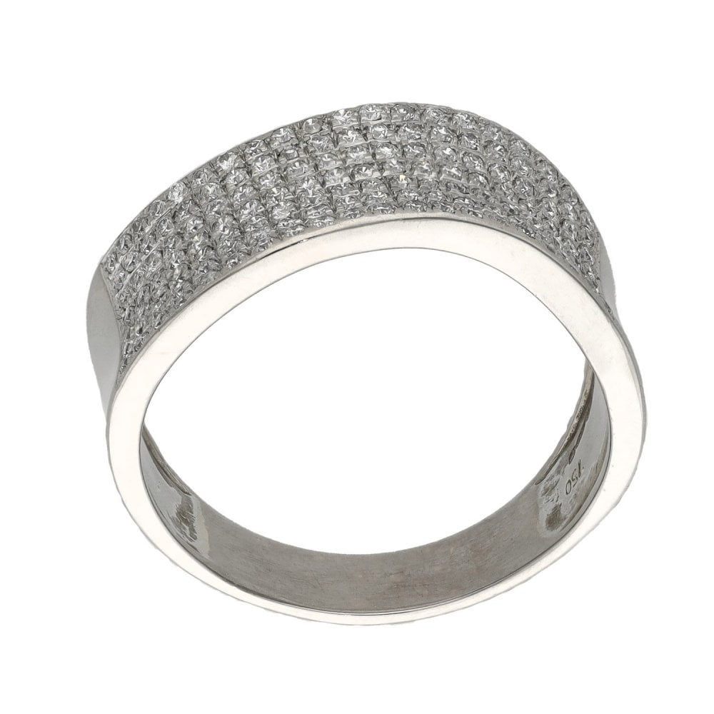 Ladies 18ct White Gold 0.89ct Diamond Wave Ring - Size U