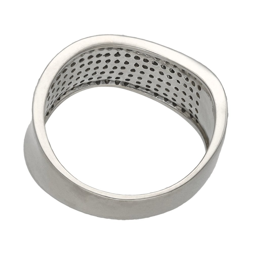 Ladies 18ct White Gold 0.89ct Diamond Wave Ring - Size U