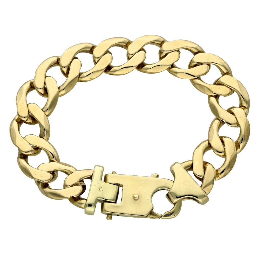 Gents 9ct Yellow Gold 8.5" Heavy Curb Bracelet - 69.5g