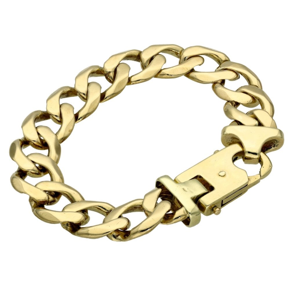 Gents 9ct Yellow Gold 8.5" Heavy Curb Bracelet - 69.5g
