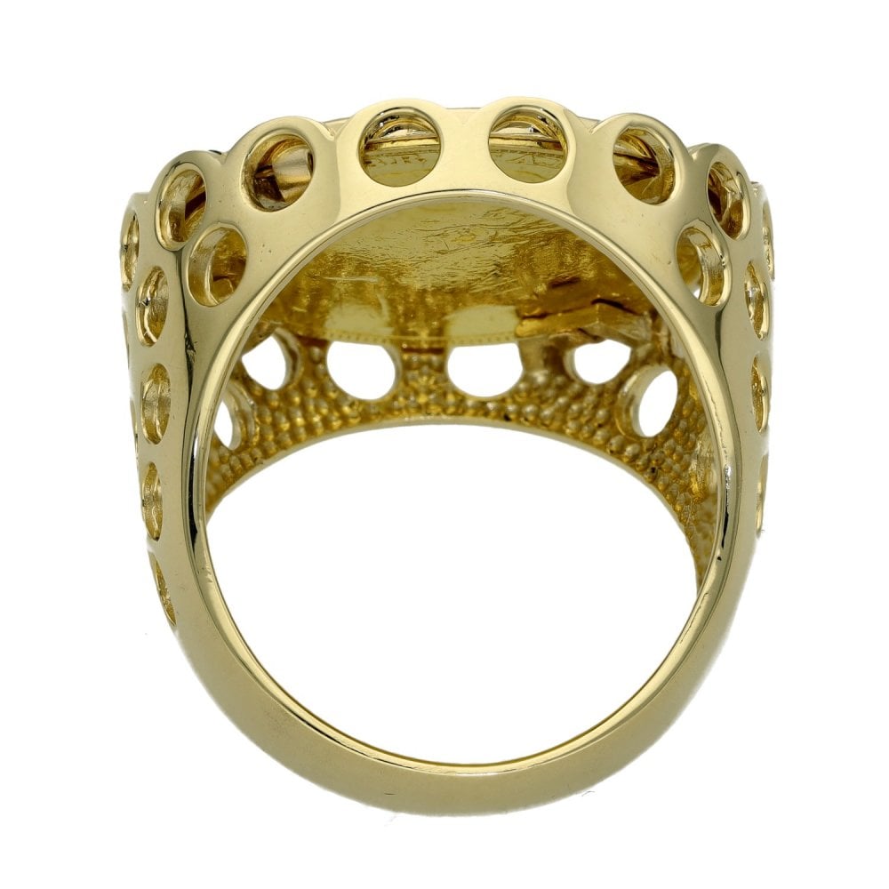 1880 Yellow Gold Full Sovereign Coin Ring - Size S - 16.4g