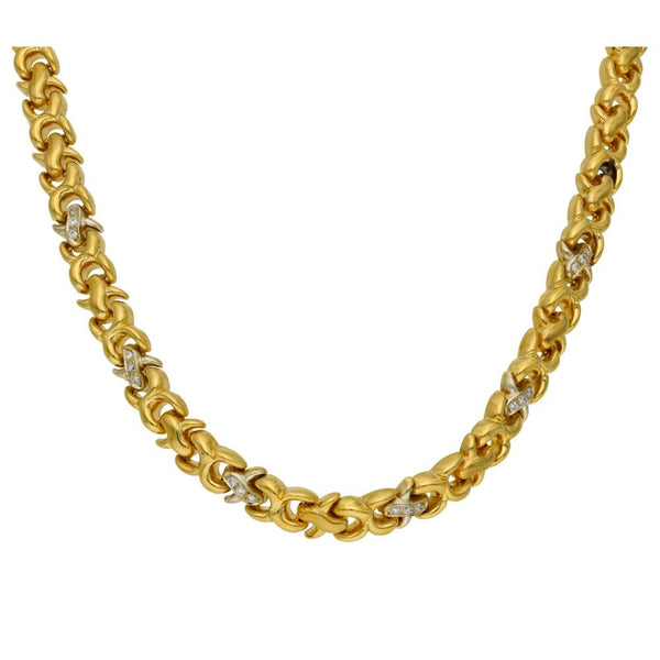 14ct Yellow Gold Diamond Set Necklace - 17" - 0.36ct