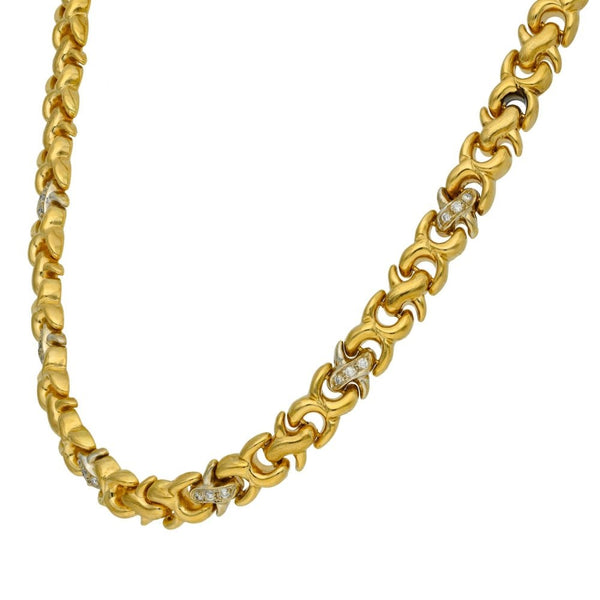 14ct Yellow Gold Diamond Set Necklace - 17" - 0.36ct