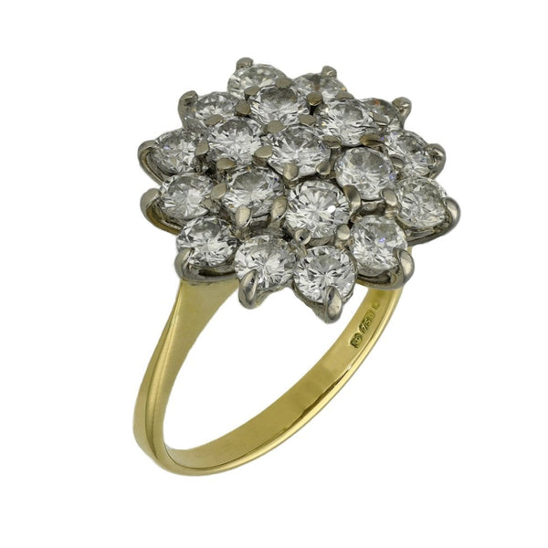 Ladies 18ct Yellow Gold 2.61ct Diamond Cluster Ring - Size M