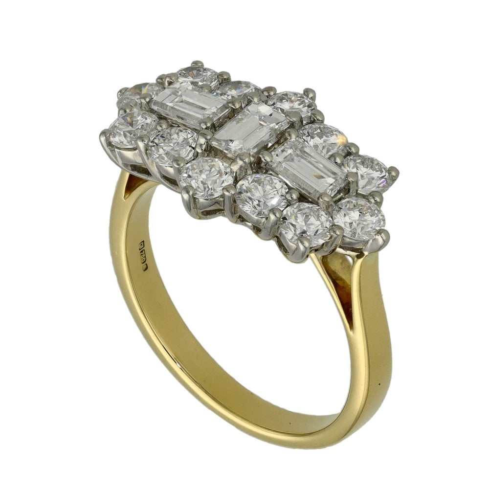 Ladies 18ct Yellow Gold 2.16ct Diamond Cluster Ring - Size M
