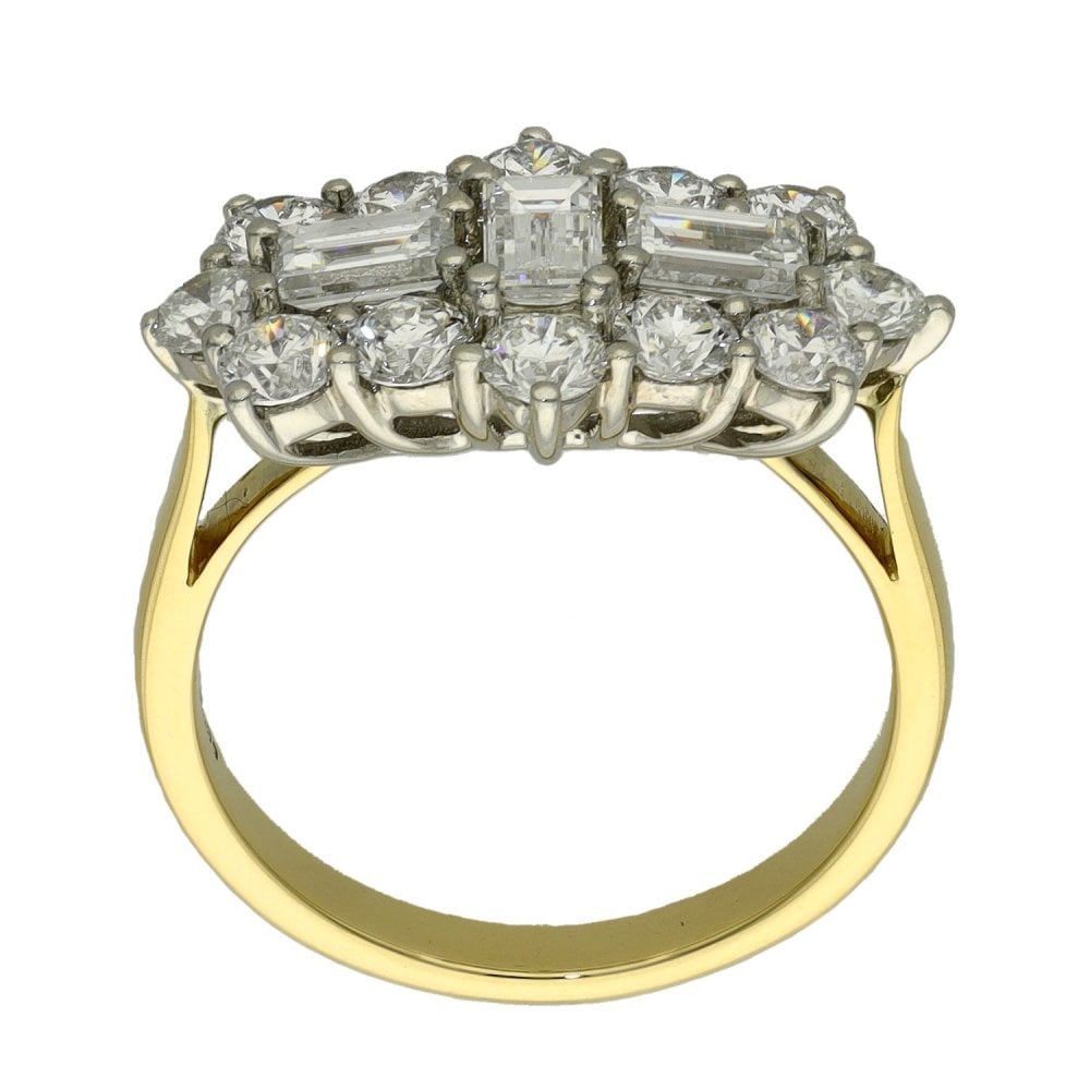 Ladies 18ct Yellow Gold 2.16ct Diamond Cluster Ring - Size M