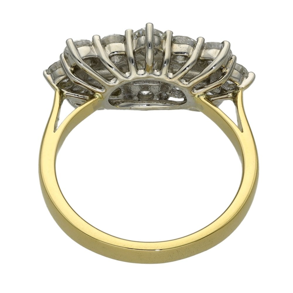 Ladies 18ct Yellow Gold 2.16ct Diamond Cluster Ring - Size M