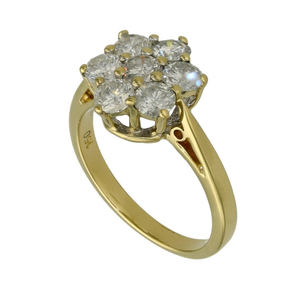 Ladies 18ct Yellow Gold 1.50ct Diamond Cluster Ring - Size L