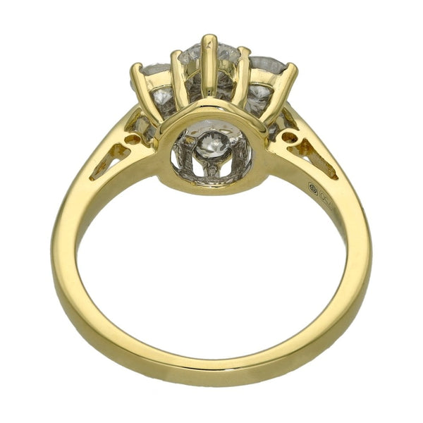 Ladies 18ct Yellow Gold 1.50ct Diamond Cluster Ring - Size L
