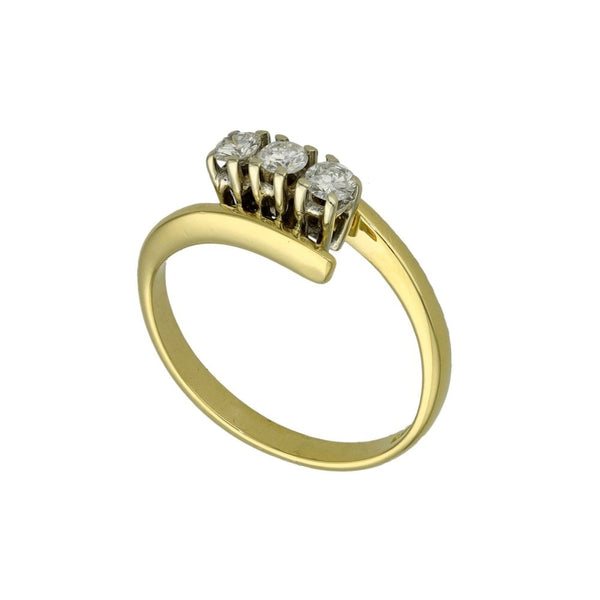 Ladies 18ct Yellow Gold Diamond Trilogy Twist Ring - Size K