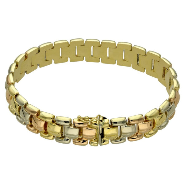 Ladies 18ct Multi Gold 8" Fancy Link Bracelet - 23.0g