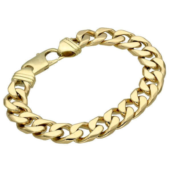 Mens 9ct Yellow Gold Heavy Curb Bracelet - 56.8g