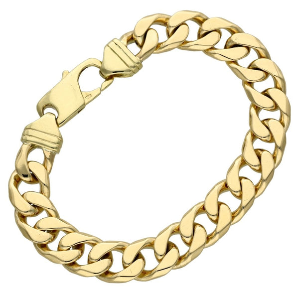 Mens 9ct Yellow Gold Heavy Curb Bracelet - 56.8g