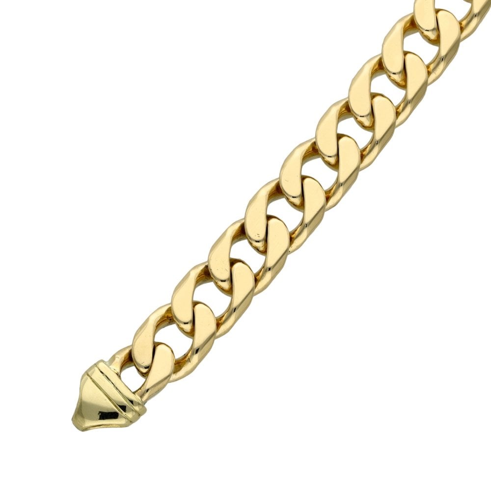 Mens 9ct Yellow Gold Heavy Curb Bracelet - 56.8g